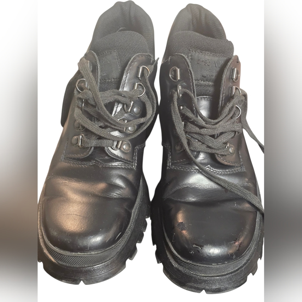 Vintage Prada Leather Lug Sole Combat Boots Size 39 Made in Italy - Picture 13 of 16